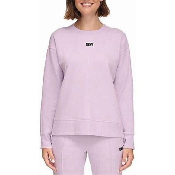 DKNY Women's Soft Cotton Cozy Comfy Fleece Sweatshirt Lavender NWT XXL - Picture 2 of 11